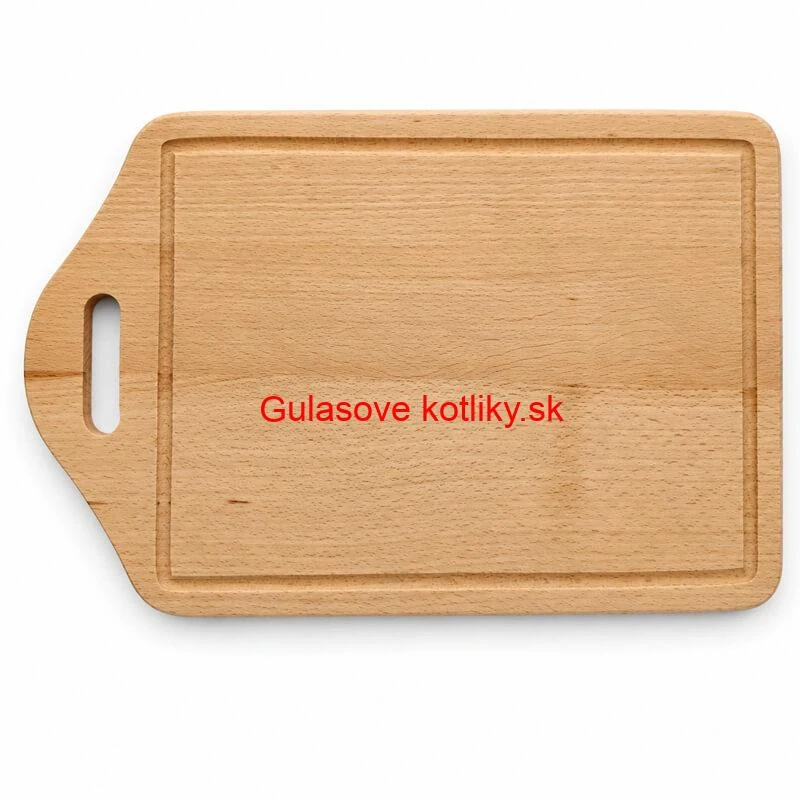 Drevená doska na krájanie s rukoväťou 40×25 cm — tvar štítu