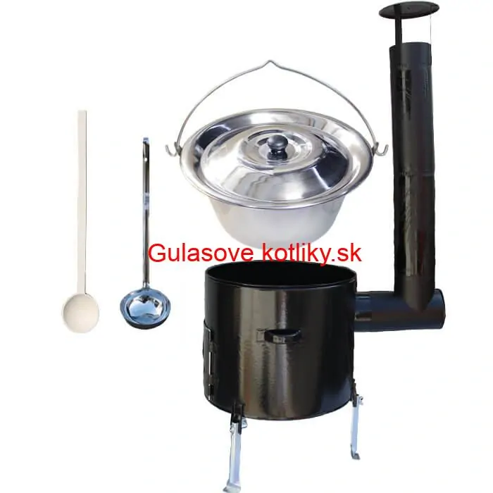 Antikorový kotlík 10 L (0,8 mm) + smaltovaná kotlina 31 cm + vareška a naberačka Easy party