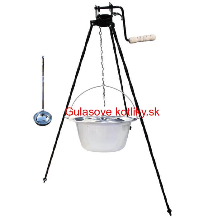 Antikorový kotlík 10 L + pokrievka + stojan s kladkou VAR