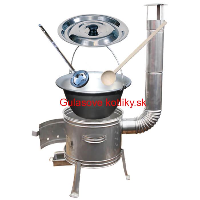 Nerezový kotlík 10 L (1,5 mm) + nerezová kotlina 31 cm + vareška a naberačka TOPLUX