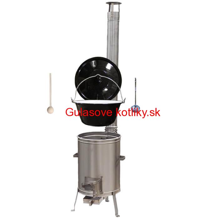 Smaltovaný kotlík 13 L (1,2 mm) + nerezová kotlina 36 cm + vareška a naberačka LUX
