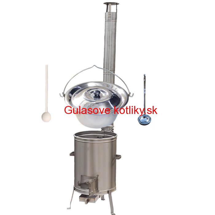 Antikorový kotlík 10 L (0,8 mm) + nerezová kotlina 36 cm + vareška a naberačka LUX