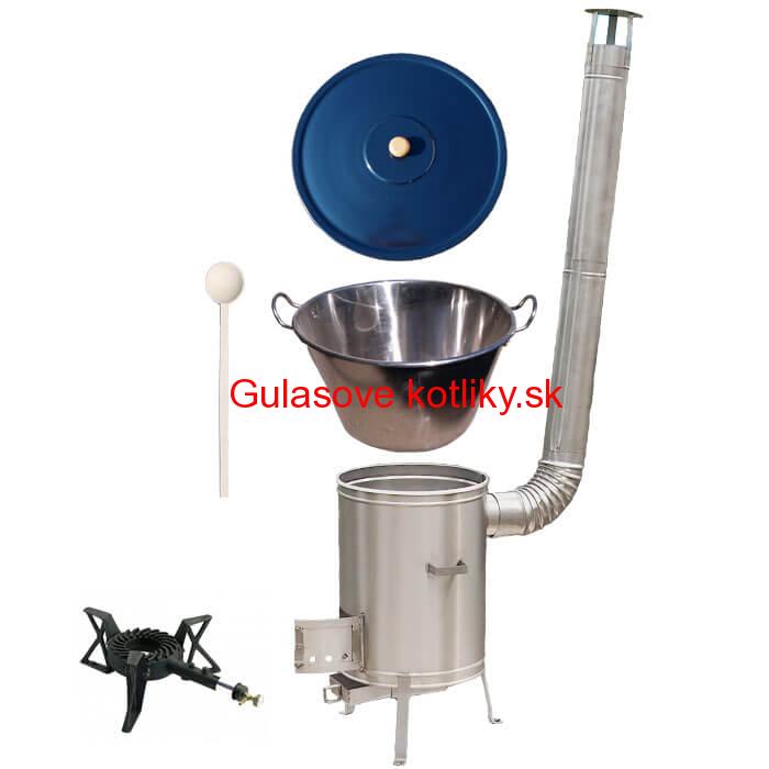 Zabíjačkový nerezový kotol 60 L + nerezová kotlina 53 cm + horák 7 kW