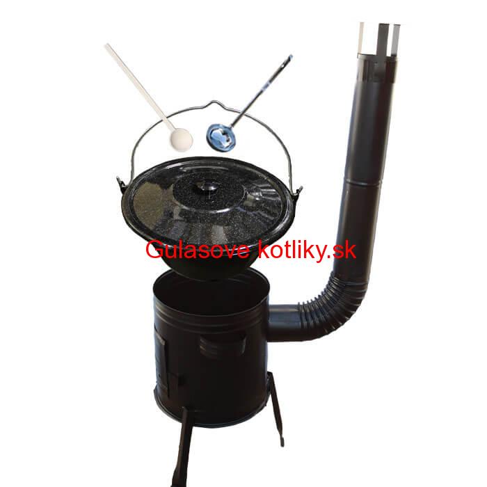 Smaltovaný kotlík 25 L (1,2 mm) + kovová kotlina 42 CLASSIC (KOV) + vareška a naberačka Easy party