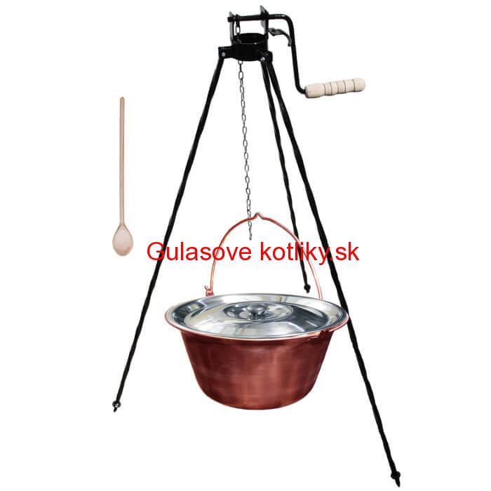Medený kotlík 30 L + stojan s kladkou VAR